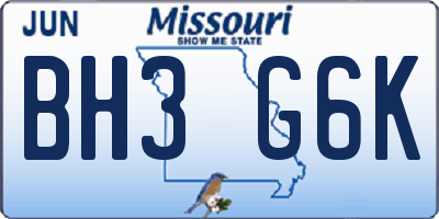MO license plate BH3G6K