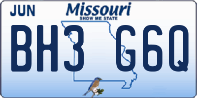 MO license plate BH3G6Q