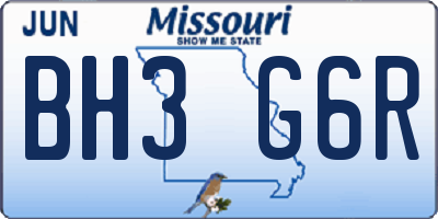 MO license plate BH3G6R
