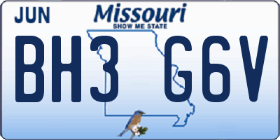 MO license plate BH3G6V