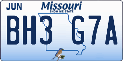 MO license plate BH3G7A