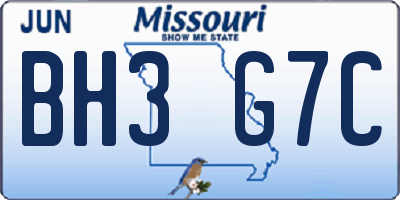 MO license plate BH3G7C