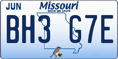 MO license plate BH3G7E