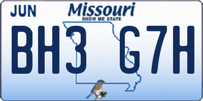 MO license plate BH3G7H