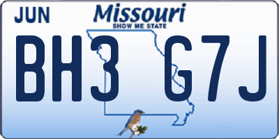 MO license plate BH3G7J