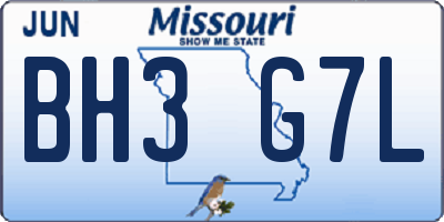 MO license plate BH3G7L