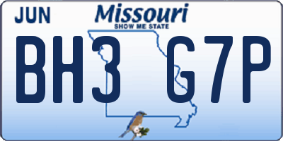 MO license plate BH3G7P