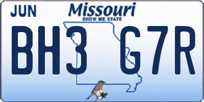 MO license plate BH3G7R