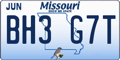 MO license plate BH3G7T
