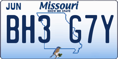 MO license plate BH3G7Y
