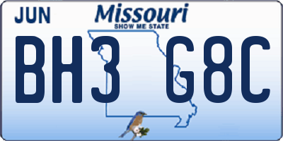 MO license plate BH3G8C