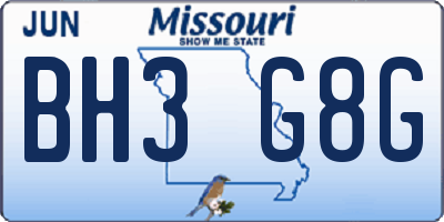 MO license plate BH3G8G