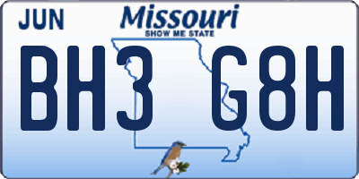 MO license plate BH3G8H