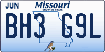 MO license plate BH3G9L