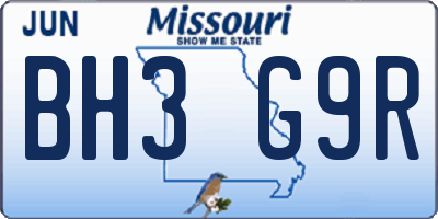 MO license plate BH3G9R