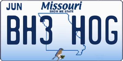 MO license plate BH3H0G