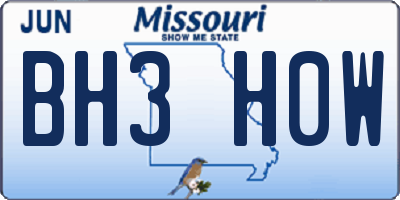 MO license plate BH3H0W