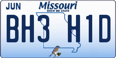 MO license plate BH3H1D
