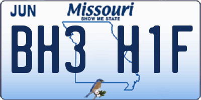 MO license plate BH3H1F