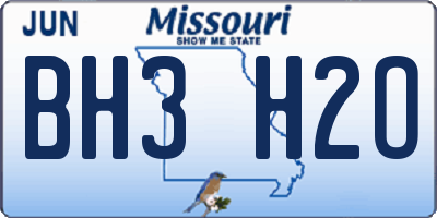 MO license plate BH3H2O