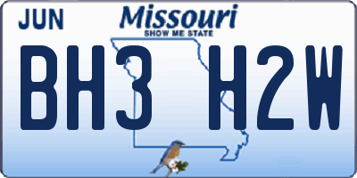 MO license plate BH3H2W