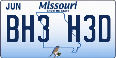 MO license plate BH3H3D