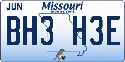 MO license plate BH3H3E