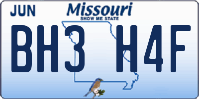 MO license plate BH3H4F