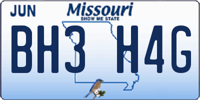 MO license plate BH3H4G