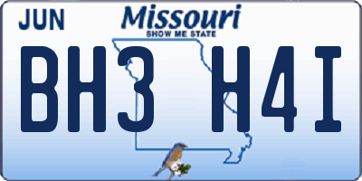 MO license plate BH3H4I