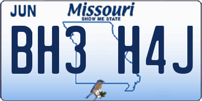 MO license plate BH3H4J
