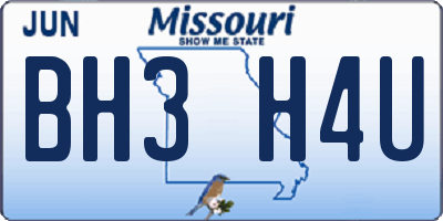 MO license plate BH3H4U