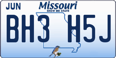 MO license plate BH3H5J
