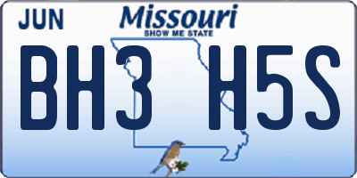 MO license plate BH3H5S