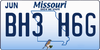 MO license plate BH3H6G