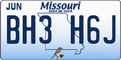 MO license plate BH3H6J
