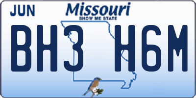 MO license plate BH3H6M