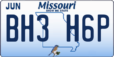 MO license plate BH3H6P