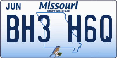 MO license plate BH3H6Q