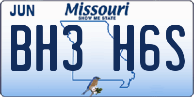 MO license plate BH3H6S