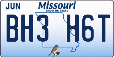 MO license plate BH3H6T