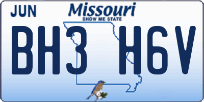 MO license plate BH3H6V