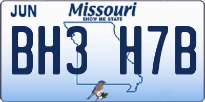 MO license plate BH3H7B