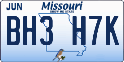 MO license plate BH3H7K