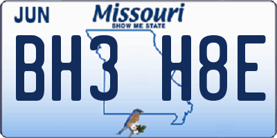 MO license plate BH3H8E