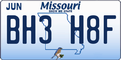 MO license plate BH3H8F
