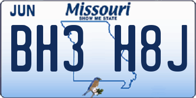 MO license plate BH3H8J