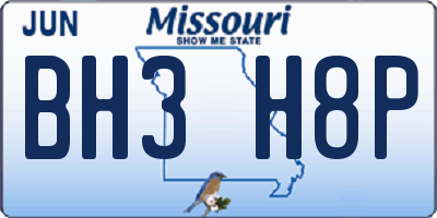 MO license plate BH3H8P