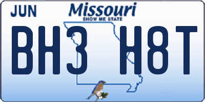 MO license plate BH3H8T