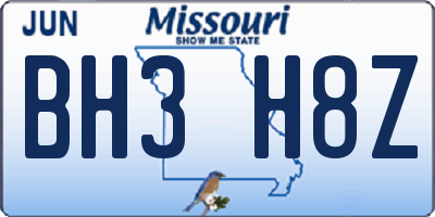 MO license plate BH3H8Z